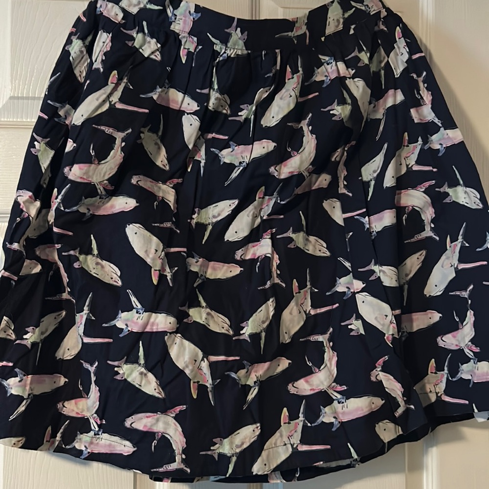 Modcloth Navy Shark Print Midi Skirt